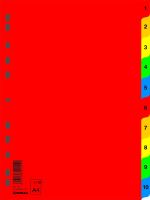 DONAU Rozdružovač (rozlišovač) PP, číselný 1-10, A4, 10 listů - mix barev