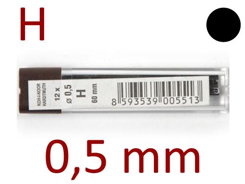 KOH-I-NOOR Tuhy grafitové polymerní 0,5 H 4152 do mikrotužky [12 ks] (2)