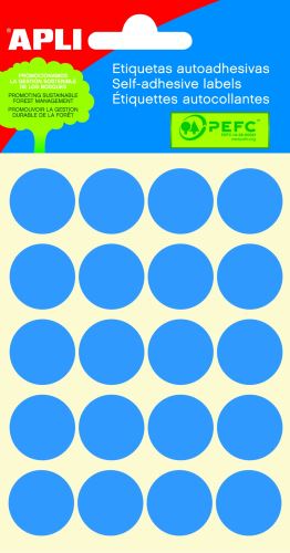 APLI Samolepicí etikety průměr 19 mm, 5 listů - modré [100 ks]