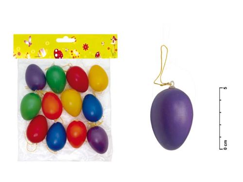 Vajíčka plast 6cm/12ks mix jednobarevná