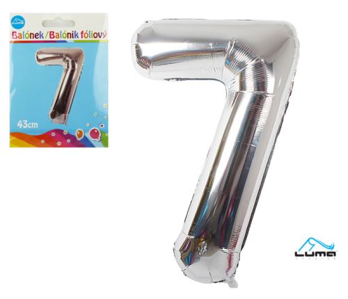 LUMA Balónek foliový č. 7 43 cm - stříbrný