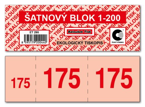 Šatnové bloky 1-200 čísel - červená