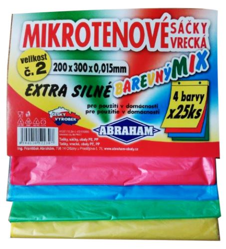 Mikrotenové sáčky v bloku 200 x 300 mm [100 ks] - barevný mix 4x25ks