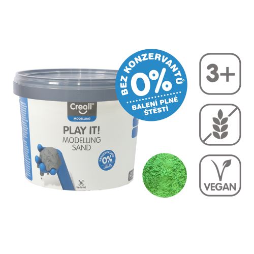 CREALL modelovací písek Play it!, 750 g, kelímek, zelený