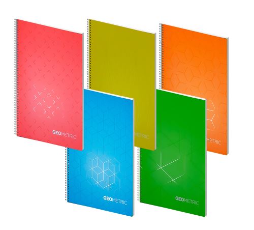Elisa poznámkový blok - Geometrie, A4, 70 g, 70 listů, linka, mix 5 motivů
