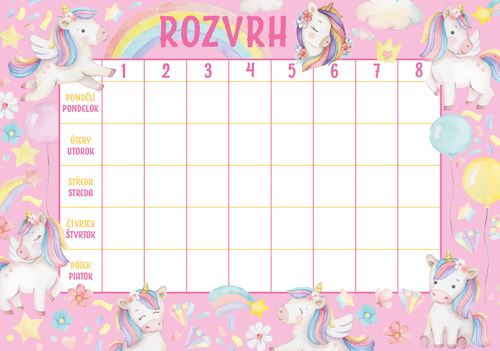 Rozvrh hodin Jednorožci