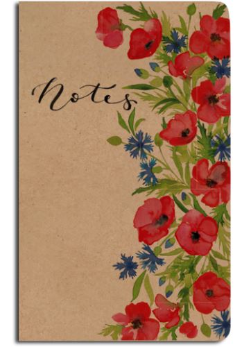 Notes linkovaný - A5 - kraft - chrpy
