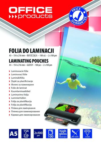 OFFICE Products Laminovací fólie A5, 100 µm - lesklá [100 ks]