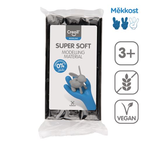 CREALL modelovací hmota Super soft, 500 g, černá