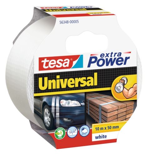 TESA Opravná páska Extra Power Universal, 10 m x 50 mm, textilní, silně lepivá - bílá
