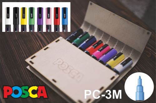 UNI PC-3M POSCA Sada Akrylových popisovačů 0,9-1,3 mm zakulacený [8 ks] - mix barev (9)