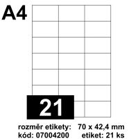EMY Print etikety [21], rozměr 70 x 42,4 mm - matné [100 ks] - bílé