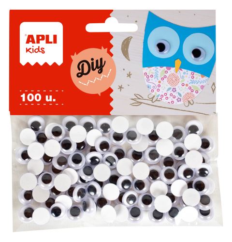 APLI MOVING EYES - oči kulaté 10 mm, samolepicí [100 ks] - černé