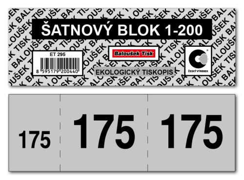Šatnové bloky 1-200 čísel - černá