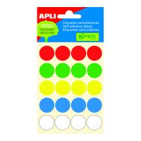 APLI Samolepicí etikety průměr 19 mm, 5 listů - mix barev[100 ks]