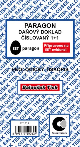 Paragon - daňový doklad číslovaný - EET