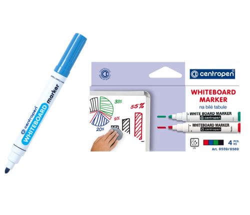 CENTROPEN Popisovače 8559/4 na tabule - sada 4 barev