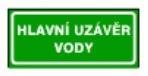 Hlavní uzávěr vody (text) - 21 x 9 cm - plastová