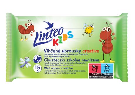 LINTEO - vlhčené ubrousky Linteo Kids Creative – 15 ks