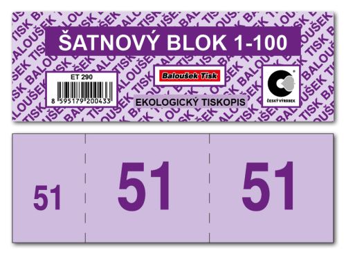Šatnové bloky  1-100 čísel - fialová