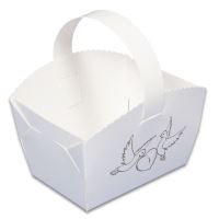 HIT OFFICE Svatební košíček s tiskem 9 x 6 x 7 cm + ouško - Holubičky