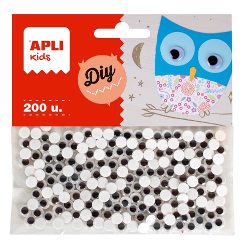 APLI MOVING EYES - oči kulaté 6 mm, samolepicí [200 ks] - černé