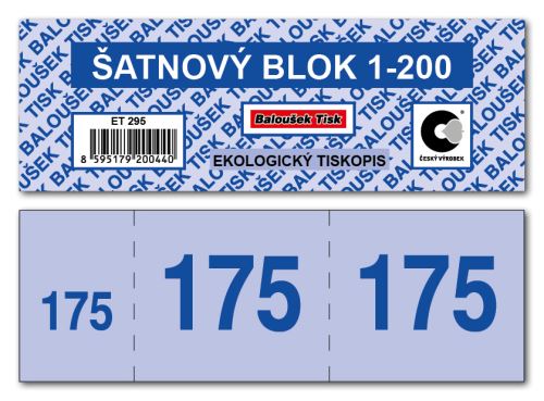 Šatnové bloky 1-200 čísel - modrá