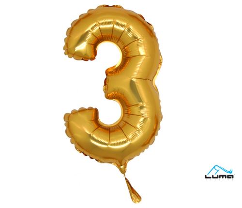 LUMA Balónek foliový č. 3 101 cm - zlatý