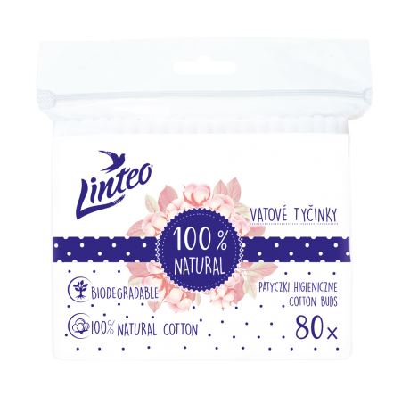 LINTEO Vatové tyčinky v sáčku [80 ks]