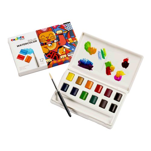 Carioca PLUS akvarelové barvy Solid, pouzdro, 12 ks (2)