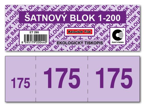 Šatnové bloky 1-200 čísel - fialová