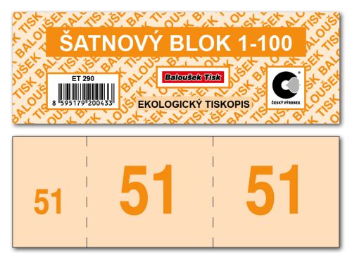 Šatnové bloky  1-100 čísel - oranžová