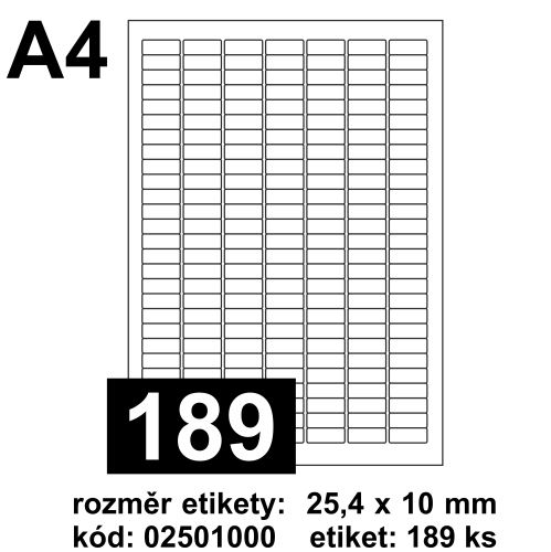 EMY Print etikety [189], rozměr 25,4 x 10 mm - matné [100 ks] - bílé