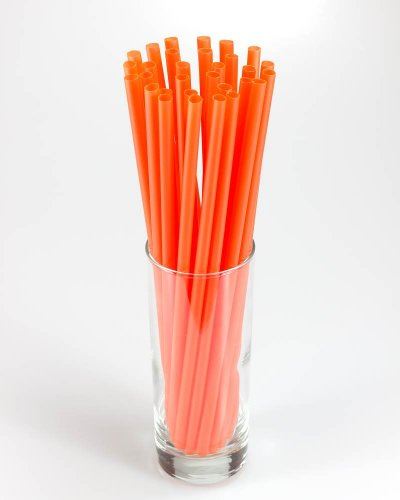 Slámky (brčka) JUMBO 25,5 cm, průměr 8 mm - oranžové (znovu použitelná) - [150ks]