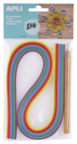 APLI Quilling sada - papírové proužky s rolovacím nástrojem - mix barev [120 ks]