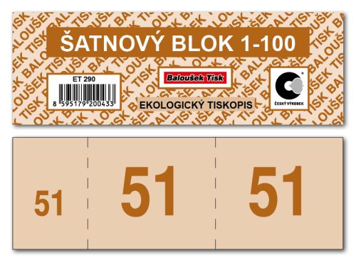 Šatnové bloky  1-100 čísel - hnědá